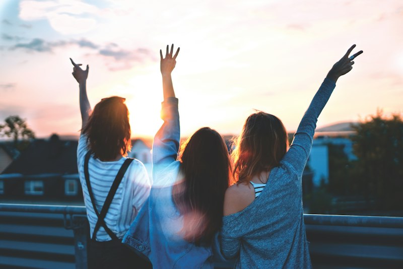 Joyful women laughing together